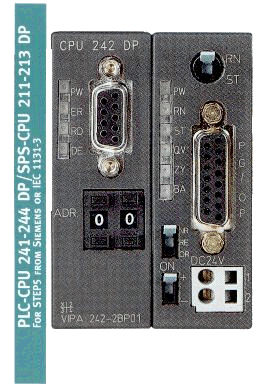 VIPA, System200V Step-5 from Siemens programmable PLC series, with Profibus-DP slave interface.